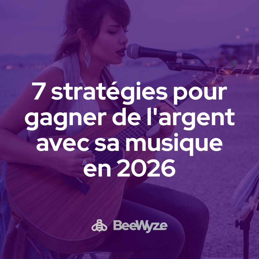 Artiste indépendant sur scène avec les 7 stratégies pour gagner de l'argent avec sa musique en 2026